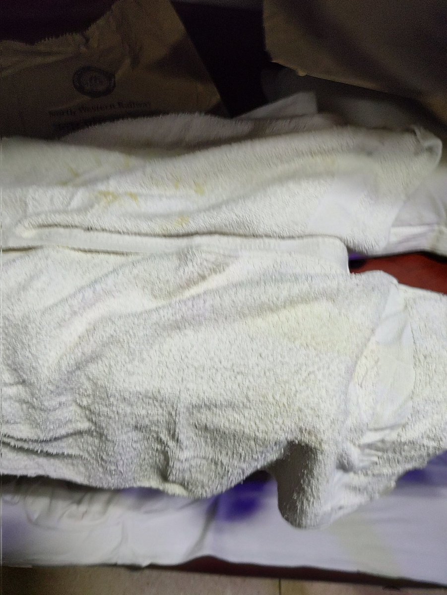 baloni77's tweet photo. This is the supply of Rishi enterprises in railway. Almost all the bedsheet and towel are dirty and could not be used .The behaiviour of R N supervisor is not satisfactory . He says I have no responsibility regarding this. @RailMinIndia @PMOIndia https://t.co/VXs4U28YCY