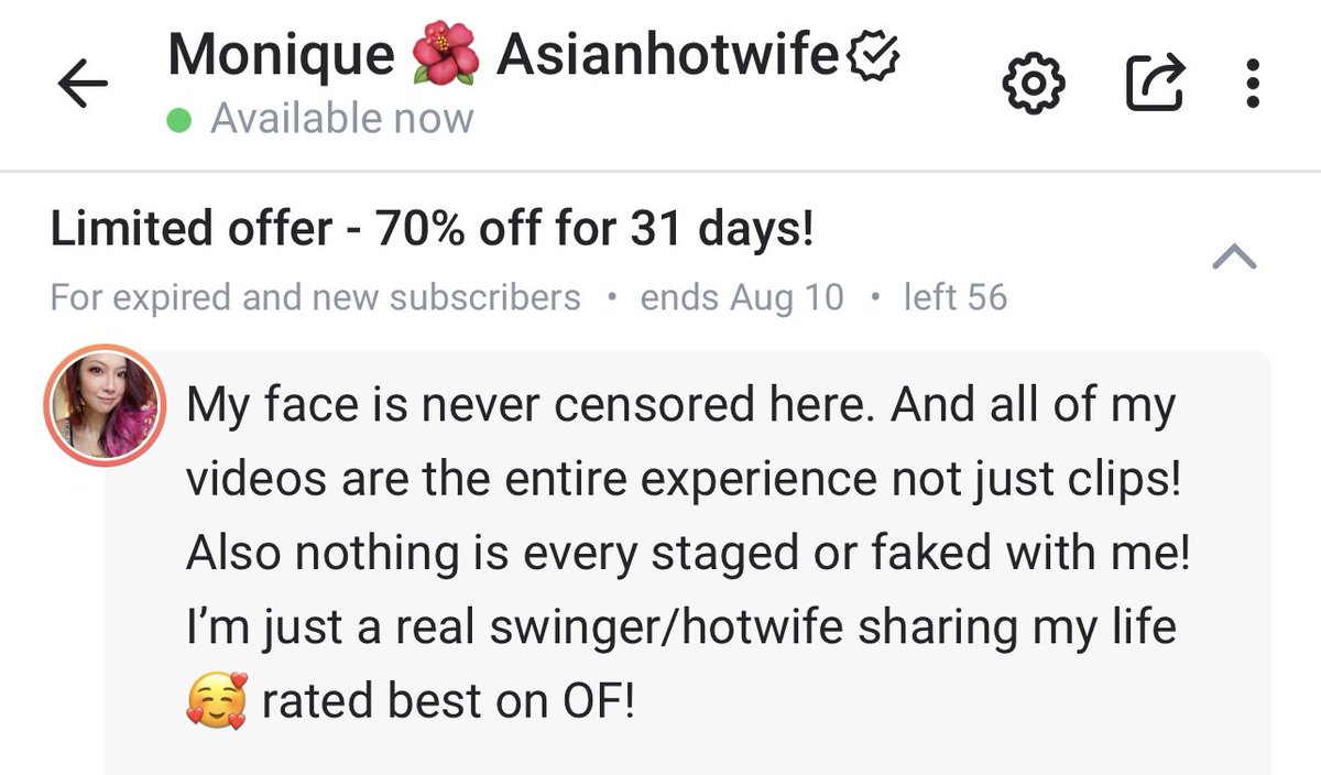 M 🌺 Asianhotwife 🏆 0.3 on Twitter "TOP 0.3 🏆 70 Off Today This