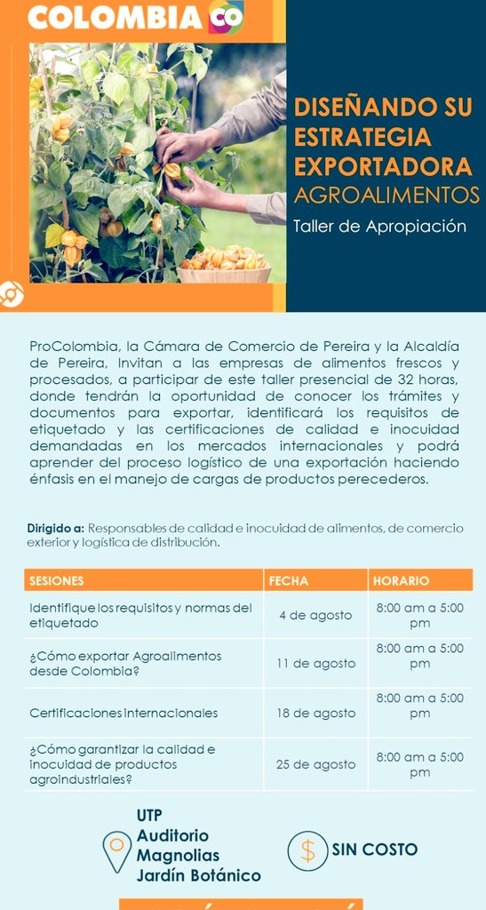 edosanchez77's tweet photo. 30 empresarios de la cadena Agroalimentos de Risaralda fortaleciendo habilidades para la internacionalización con el apoyo del Programa Formación Exportadora de @PROCOLOMBIACO. @JulianaVillegas @andrescrtg @BarretoLili104 @faunierorozco https://t.co/kwveRm9fW9