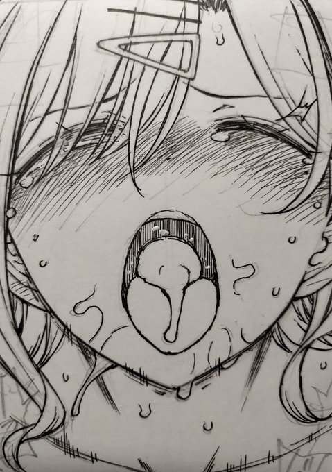 アナログのペン入れはつらい事が多いけど、こういう黒の中に白を打ち込んで、紙で画面を作れるというのはやはり、眼前の女を穢すことが出来ているような気がして「コレワコレワ…フフフ…」となりますね。
今日は右腕がそろそろ限界。 