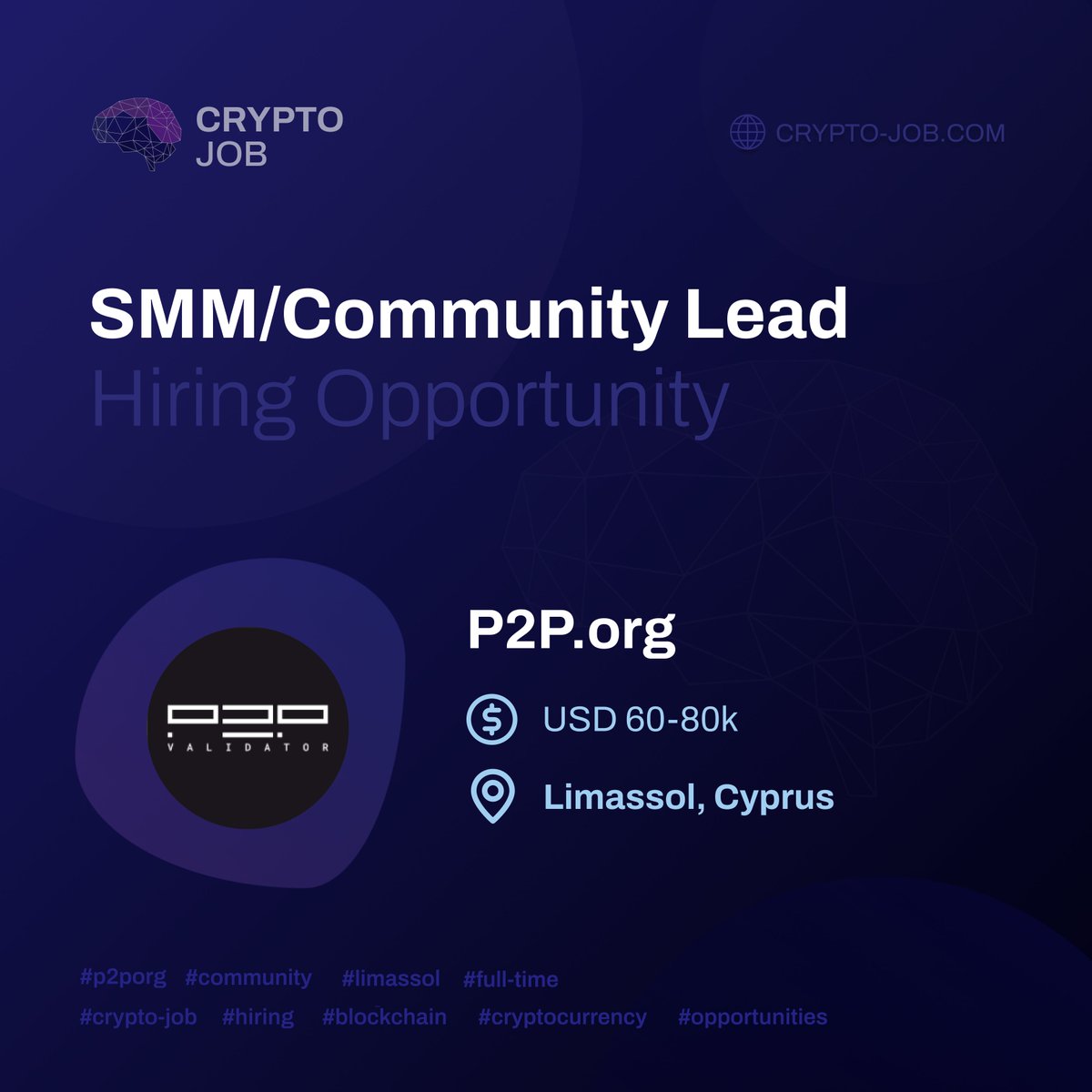 crypto_Jobs_com's tweet photo. SMM/Community Lead at P2P

#job #hiring #hiringnow #blockchain #cryptojob #cryptojobs #community 

https://t.co/7qAsGVA7HL https://t.co/tWyOjVOwBk