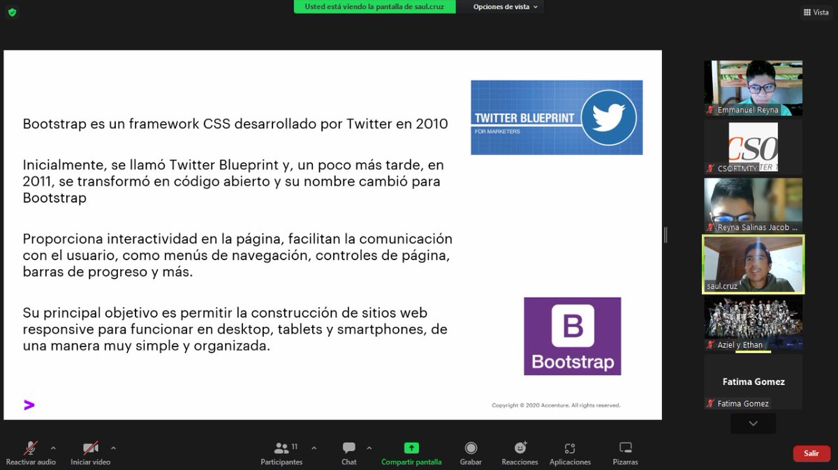 Csoftmty's tweet photo. Taller Coder Dojo Avanzado, con @Accenture_MX, en Axt@Teen. Aprendiendo Bootstrap/ creación de páginas Web 👩‍💻👨‍💻. https://t.co/2mK5pmD6Ll