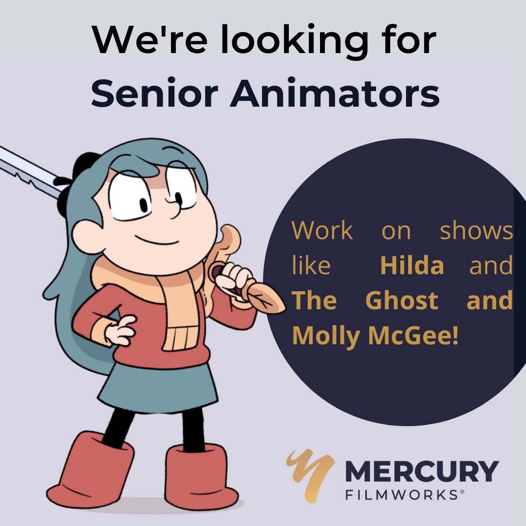 📣 Calling all Senior 2D Animators! 📣 We're hiring experienced 2D Harmony Animators to join our studio in Ottawa. Help us bring stories to life including the Emmy and Annie award-winning series Hilda, and The Ghost and Molly McGee. Apply today: bit.ly/3d5oEP3