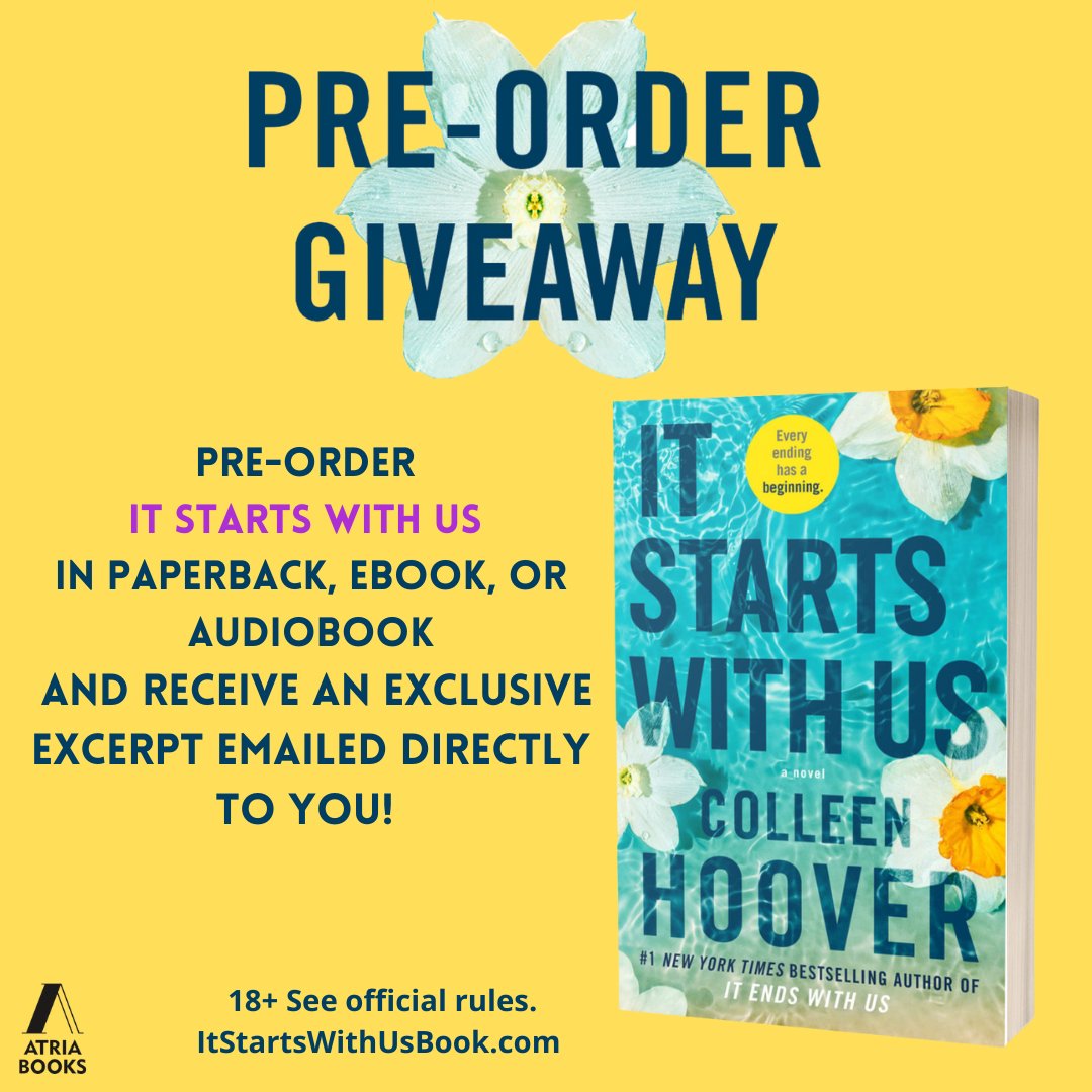 RED ALERT ANNOUNCEMENT for @colleenhoover fans! Pre-order #ItStartsWithUs in paperback, ebook, or audiobook and receive an exclusive excerpt, emailed directly to you! Head to itstartswithusbook.com. Ends October 17 at 11:59 PM ET. Official rules at itstartswithusbook.com.