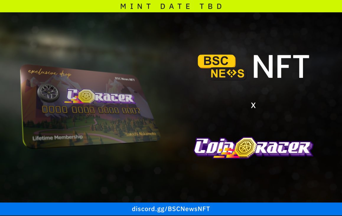 Coinracer's tweet image. 🎉@coin_racer x @BSCNewsNFT 🎉

Holders of the BSC News Premium NFT will gain access to the benefits that CoinRacer has provided!

🌟 20 WL spots to giveaway! 🌟

Enter the giveaway here: gleam.io/fKL2i/coinrace…

For more info: discord.gg/bscnewsnft

#NFTmint #WLgiveaway #NFTWL