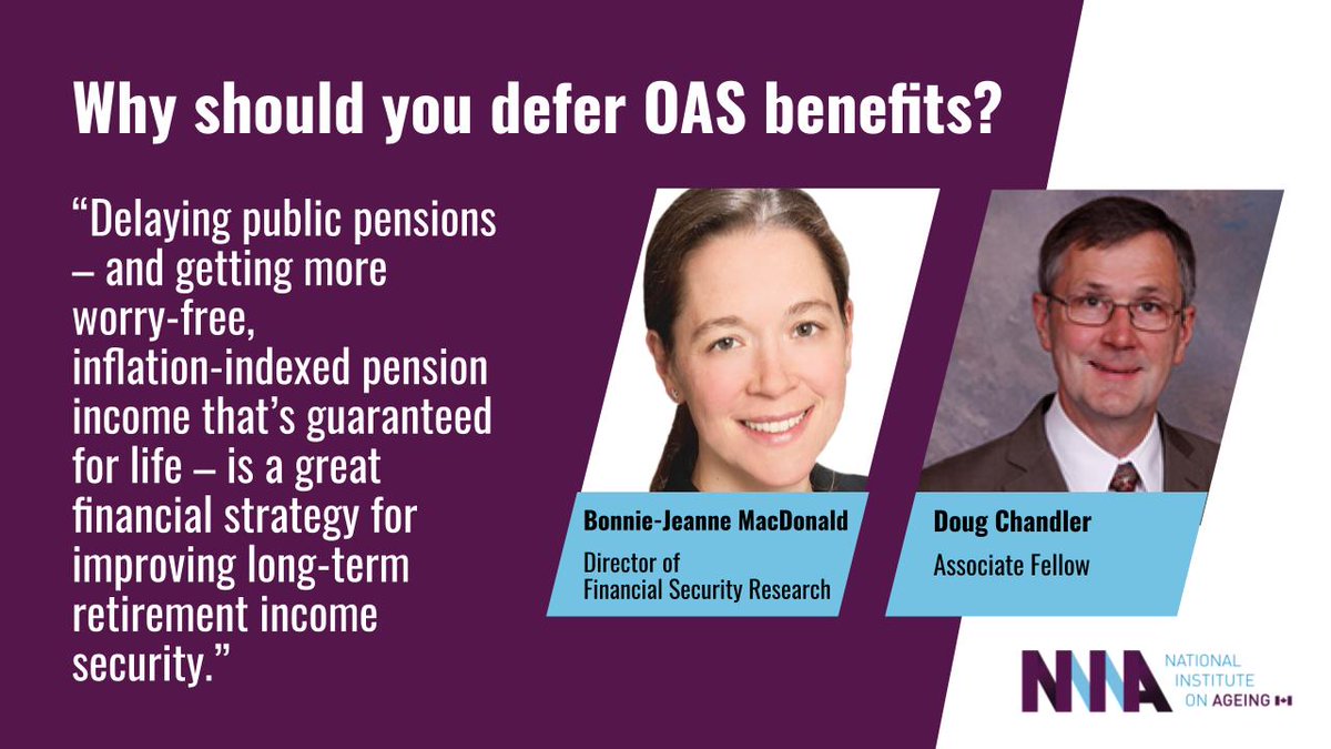 NIAgeing's tweet photo. Last week, the federal government permanently raised Old Age Security for the first time in nearly 50 years. That's even more reason for older Canadians to delay these benefits, the NIA's @ActuaryOnAgeing and Doug Chandler write: https://t.co/RFY7xMbguD #cdnfinance https://t.co/gkQvMzEHQa