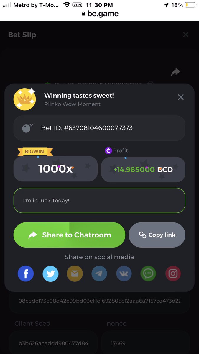 Finally hit that 1000x slot in #plinko  bc.game/i-5r294uwe-n/