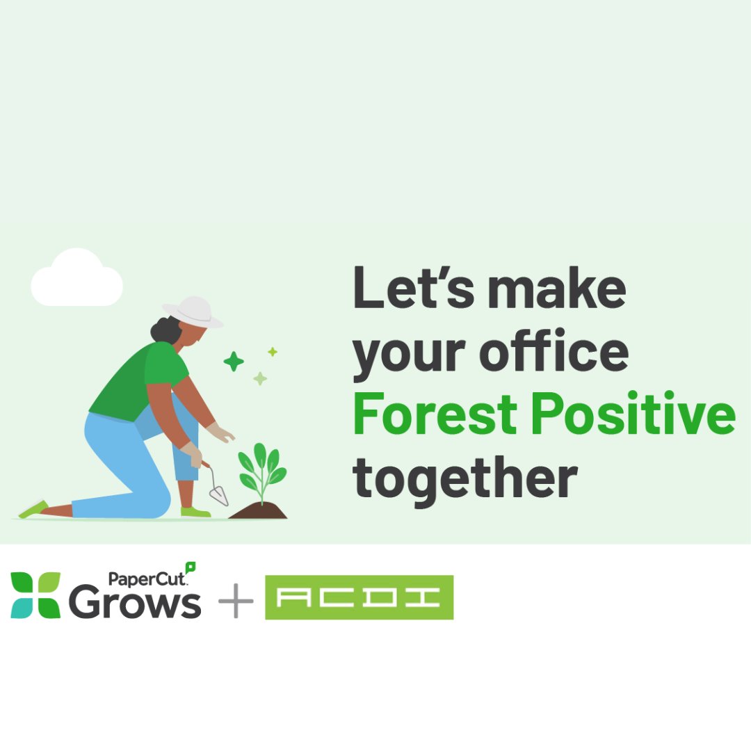 ACDI's tweet photo. Contact an ACDI representative today to learn more about making your office forest positive. #PaperCutGrows #ACDI #PaperCut #PrintManagement https://t.co/XanalgHuTV