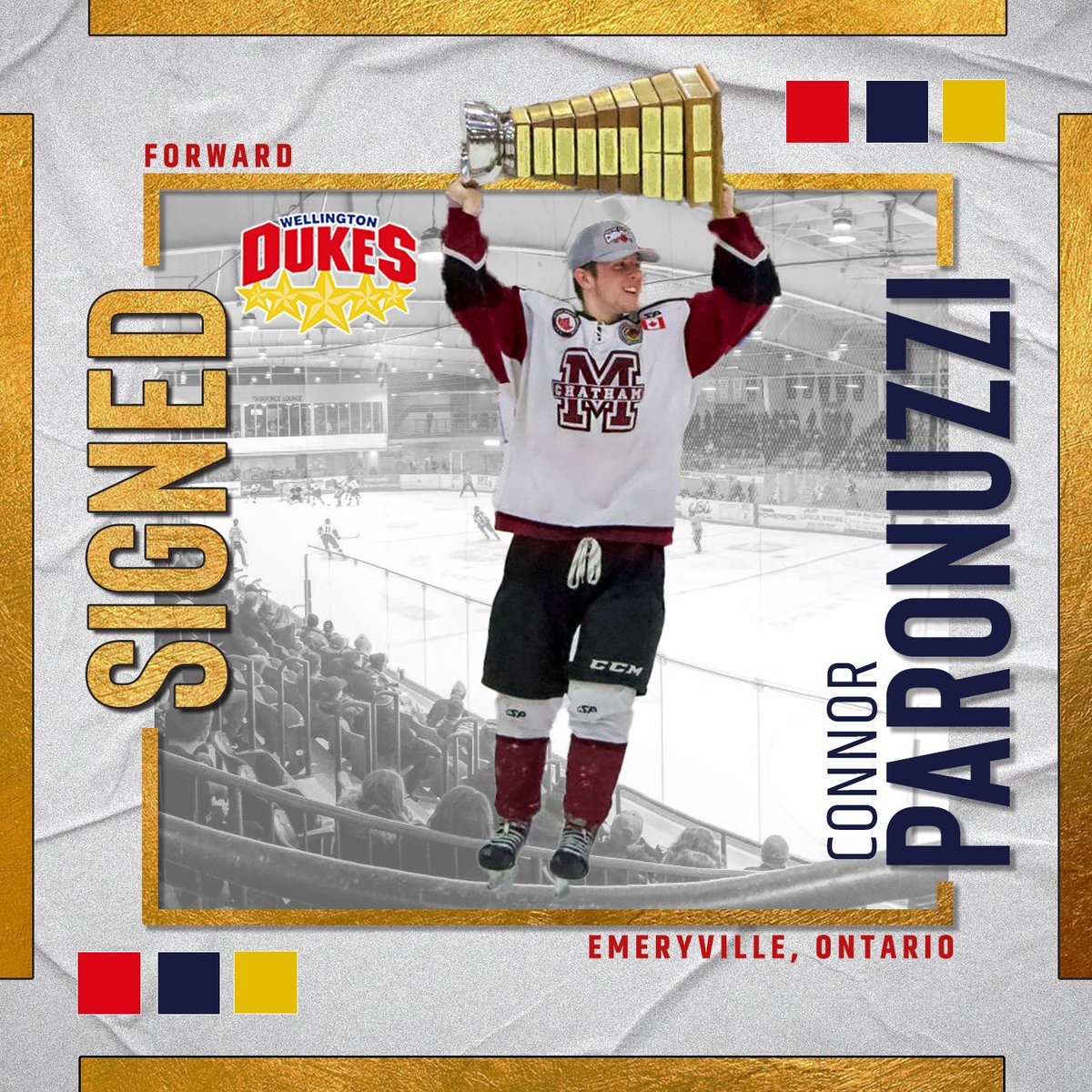 OJHLDukes's tweet photo. The Wellington Dukes are excited to announce the signing of forward Connor Paronuzzi. Connor played last season with the Chatham Maroons of the GOJHL and helped them to the Western Conference Championship. The 2005 born forward hails from Emeryville, ON

Welcome to Welly Connor! https://t.co/N7fqE1hsXK