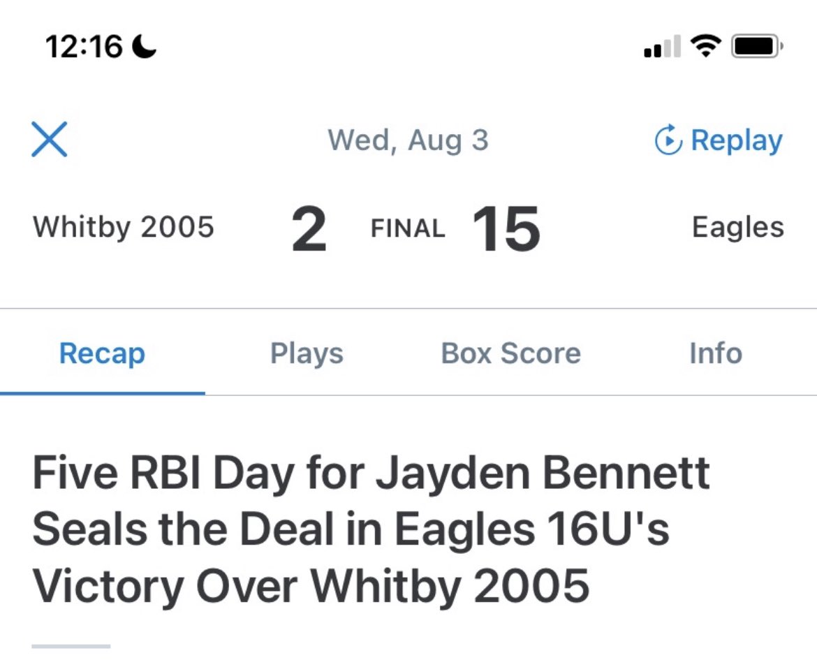 Walk, Double , Single and HR in last nights game! <a href="/Eagles06Whitby/">WhitbyEaglesElite2006</a> @TheWhitbyEagles