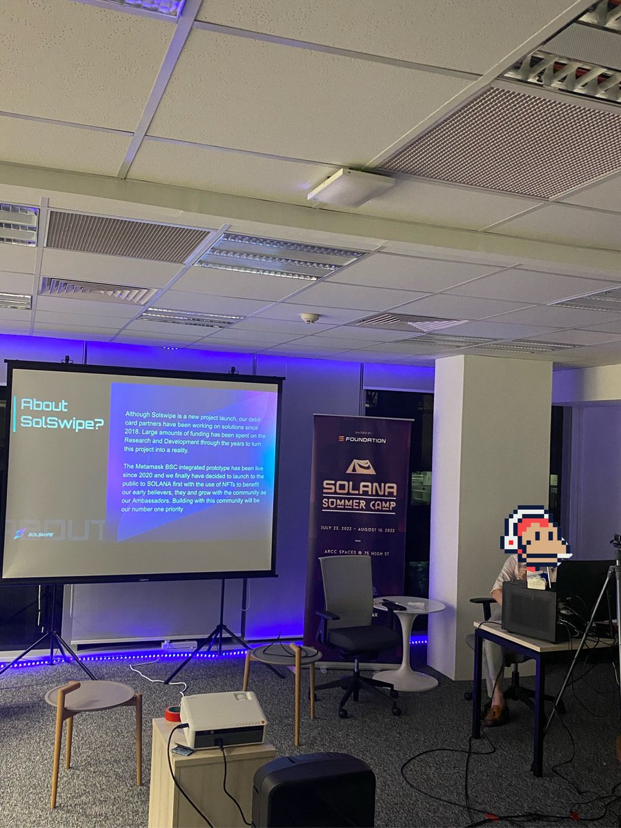 Super honoured for the <a href="/solswipecard/">Solswipe</a> team to be invited to present to an awesome crowd from solana space by <a href="/jakeyvee/">Jake</a> and <a href="/MetacampDAO/">Metacamp</a> 

Really great to see so many new people entering the solana space! 
#swipeswipe

<a href="/13ben13_/">BennnVibes!</a> <a href="/jammyboi/">jammy</a>