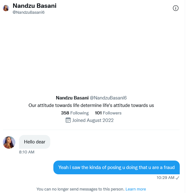 bgkielie_mbe's tweet photo. Somebody visited me via DMs. Seems we did not get along
#CapitecPayME https://t.co/rwdhHuYpHN