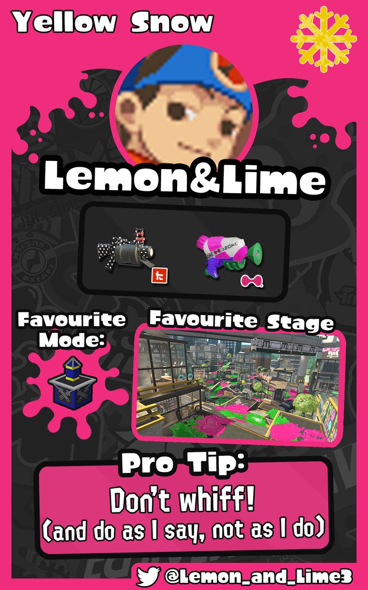 SplatUK_'s tweet photo. A snow day! Uhh maybe not? βοΈ
Yellow Snow will be playing in the Grand Finals! The winners of the 2nd Splat Reunion Online Qualifier.
The oldest team (by highest average age) in the finals.
Will this team win or end up eating yellow snow? π΅βπ«
#Splatoon #SplatReunion https://t.co/A4j203Cped