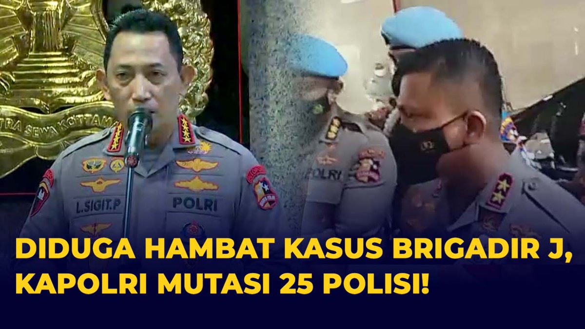 KompasTV's tweet photo. Diduga Hambat Kasus Brigadir J, Kapolri Mutasi 25 Polisi https://t.co/7A4WmQHQJt https://t.co/BlrVNBrk5F