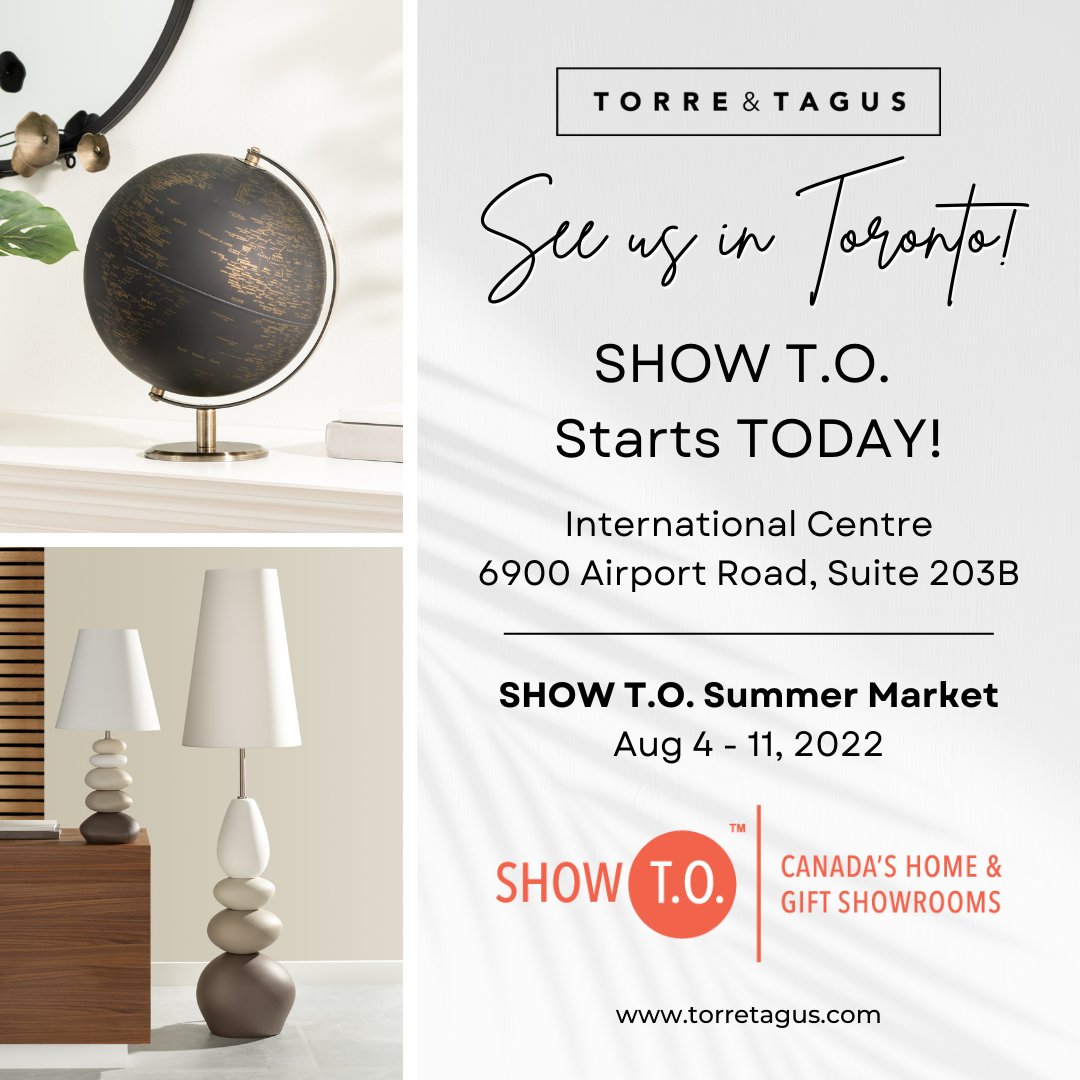 TorreAndTagus's tweet photo. SHOW T.O. has started and our Toronto Showroom has officially opened!
Suite 203B, The International Centre, Aug 4-11
#torreandtagus #homedecor #interiordesign #decorator #showTO #showTOhomeandgift #homeandgift #canadianretail #canadianwholesale #newshowroom #toronto #yyz https://t.co/7z9AAFHd0y