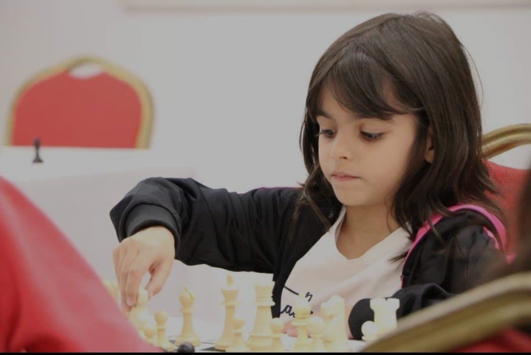 A shining light from #Palestine and here she is #RandaSeder, just eight years old from hebron. The youngest participant of the #ChessOlympiad2022 #madrasstories