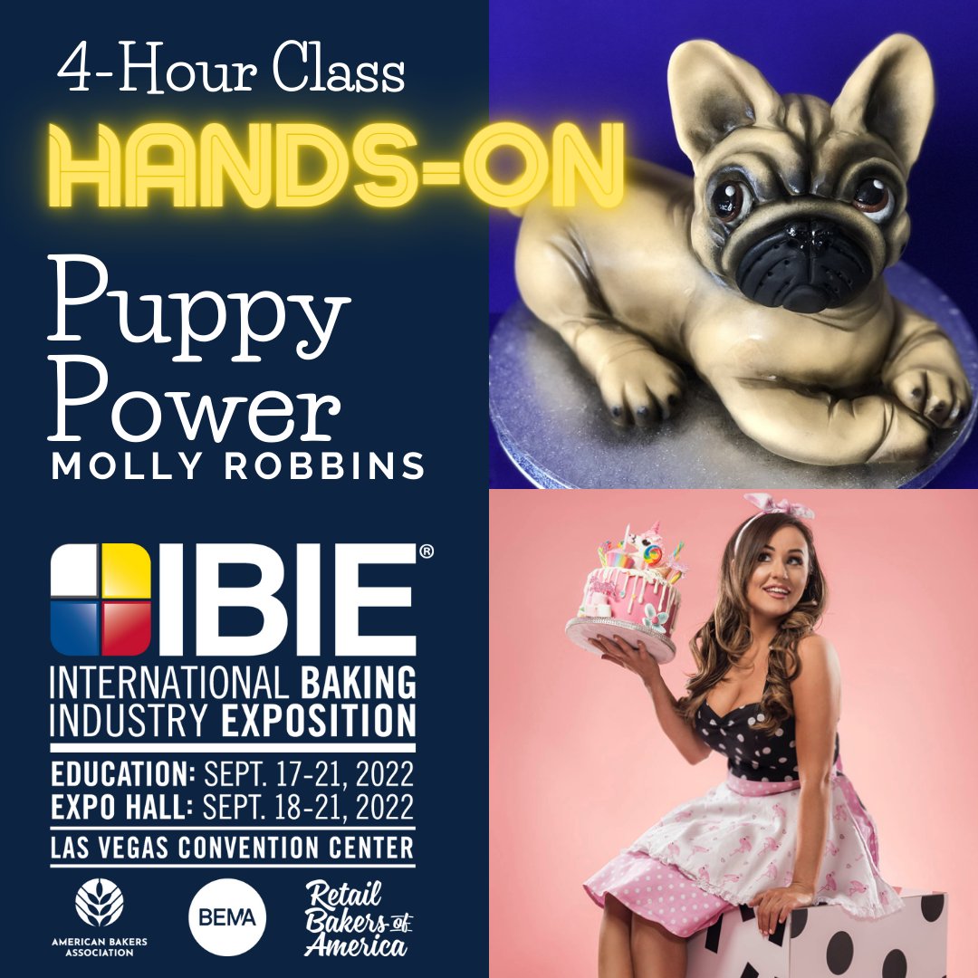 Extreme Cake Maker, Molly Robbins, will create a detailed French Bulldog 3D cake without any carving, cake wastage or internal supports. ONLY AT @BakingExpo!