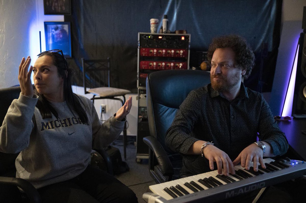 UMichWGym's tweet photo. Getting the 2023 floor music on point in studio with @DaveMenzo!

Have to trust the process.

#GoBlue 〽️ https://t.co/r5eLsmryTQ