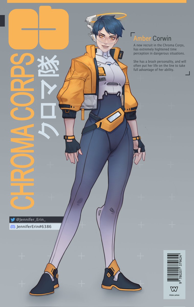 jennifer_erin_'s tweet photo. Totally forgot to post the character design I did for chroma corps ~ had fun doing a more graphic style ~ https://t.co/SXebavbahm