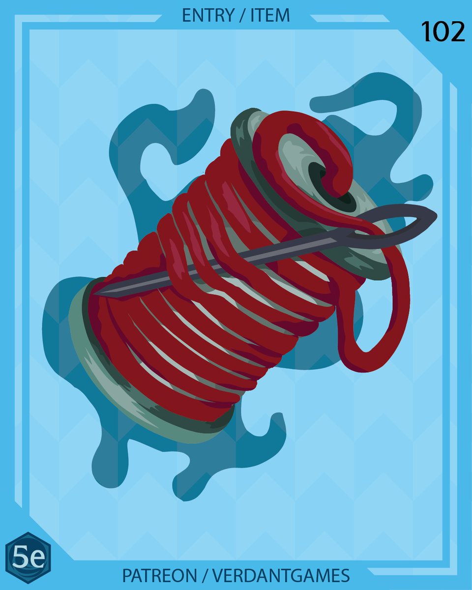 verdantgames5e's tweet photo. Escape Thread
This spool of thread lets you teleport to safety
Art by @ossocavo
#foregonecompendium #dnd #dnd5e #dndhomebrew #homebrew #dnditems #5emagicitems #ttrpg #ttrpgfamily #d20 https://t.co/HeYeTLGvUC