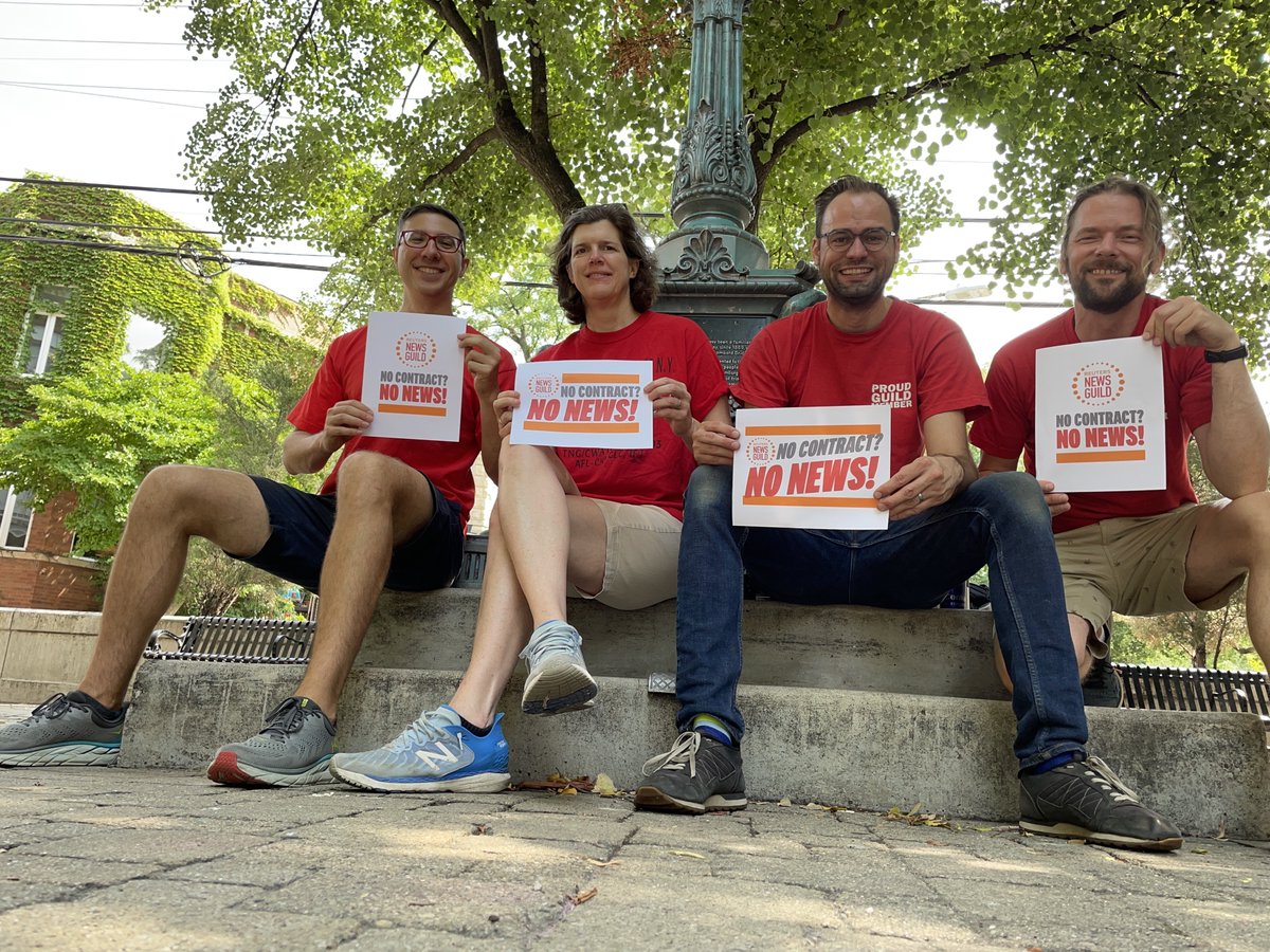 Guild members in Chicago are standing (while sitting) with colleagues across the country. United for a fair and equitable contract! #ReutersGuildWalksOut #NoContractNoNews