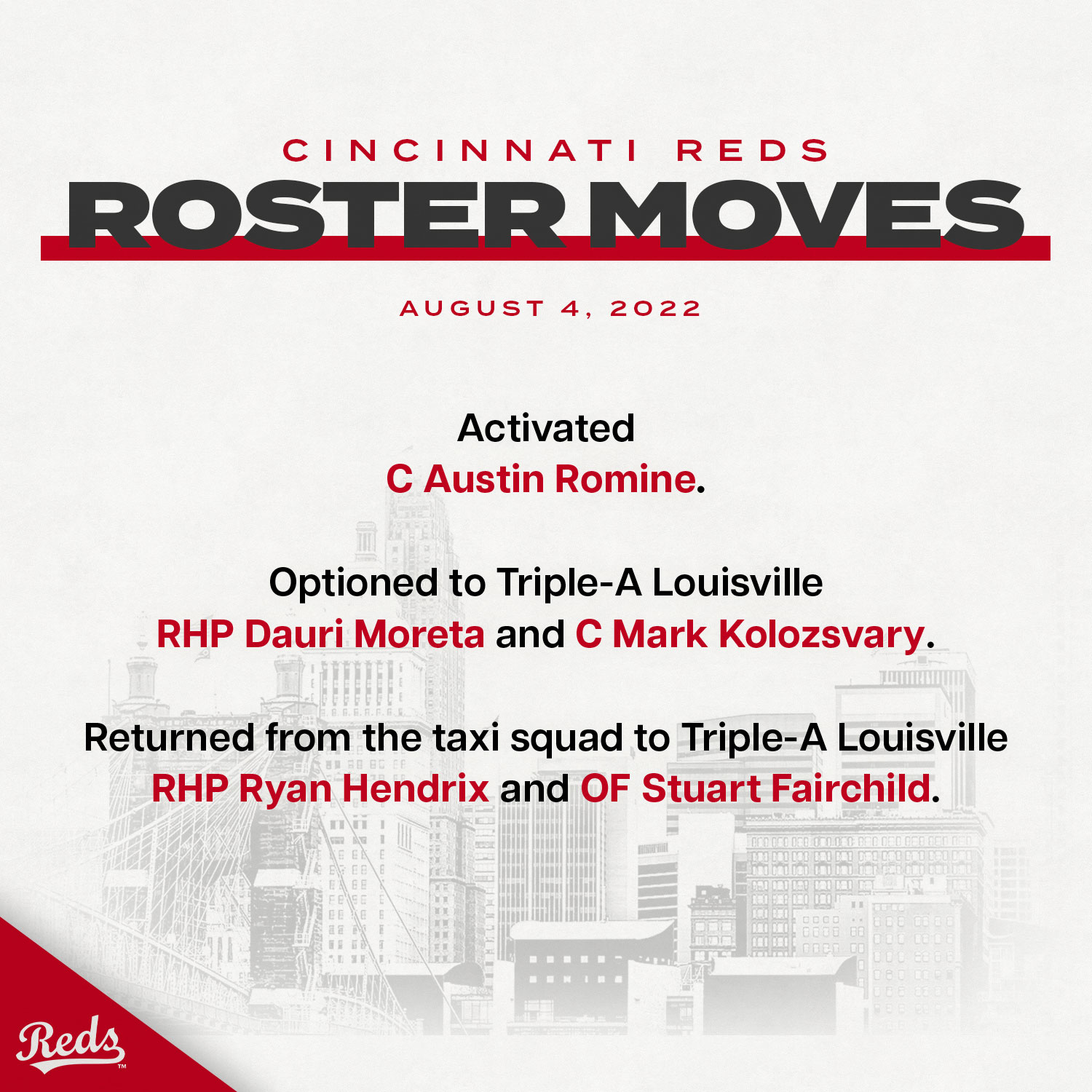 Cincinnati Reds on Twitter "The Reds today announced the following