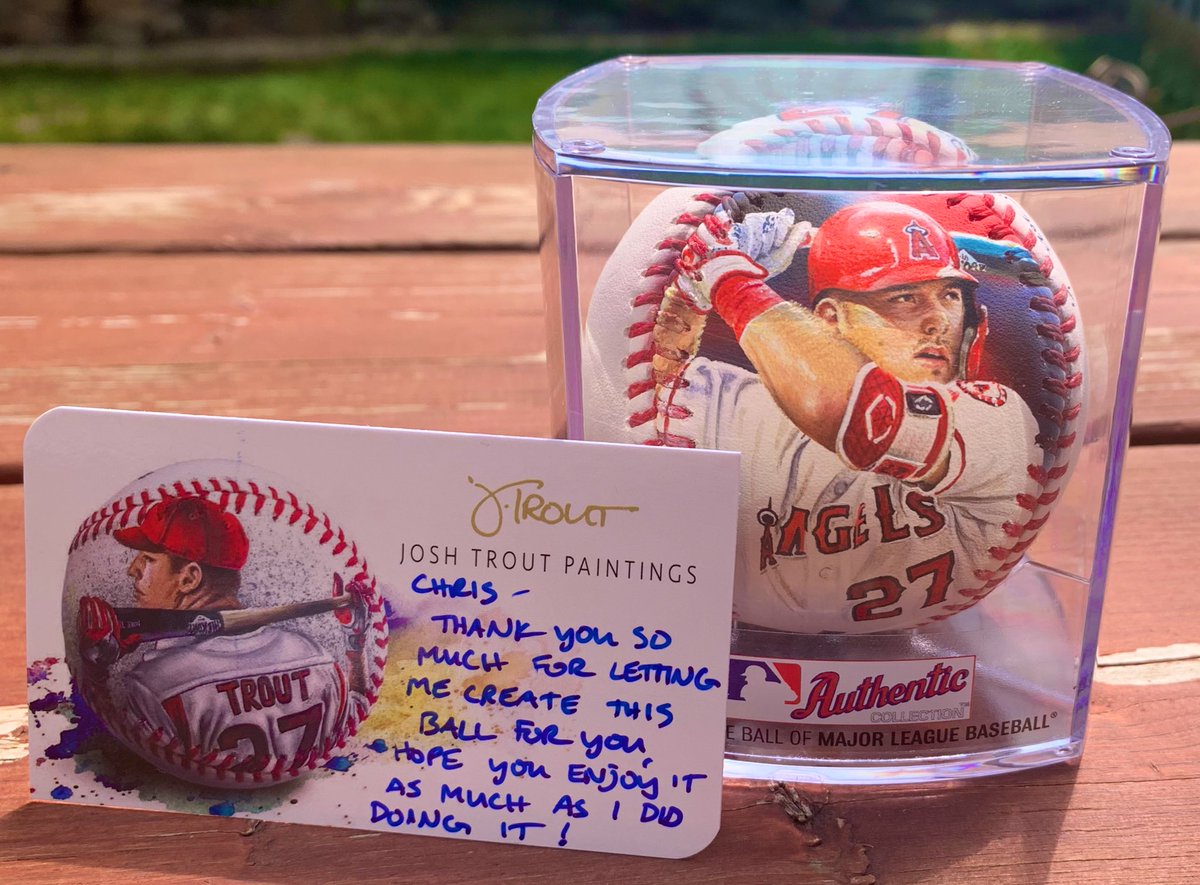 NeedleOfSteel's tweet photo. It was a long waiting list but well worth the wait! @jtroutpaintings you did an amazing job on this @MikeTrout ball! Thank you! https://t.co/w1ILkL188Q