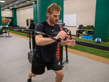 Jon Merrill working out at TRIA this morning