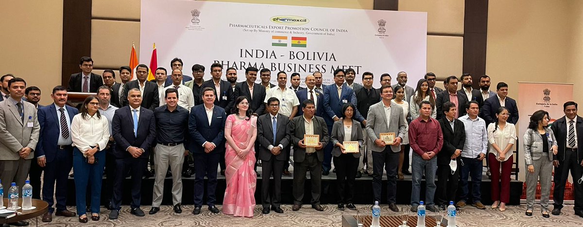 Pharmexcil's tweet photo. India-Bolivia Pharma Business Meet hosted by @Pharmexcil @eoilima with the support of @CAINCOBOLIVIA at Santa Cruz with @SaludDeportesBo
#AGEMED #CEASS, 60+Indian and 40+Bolivia Pharma Companies. https://t.co/6foOlWTcZa