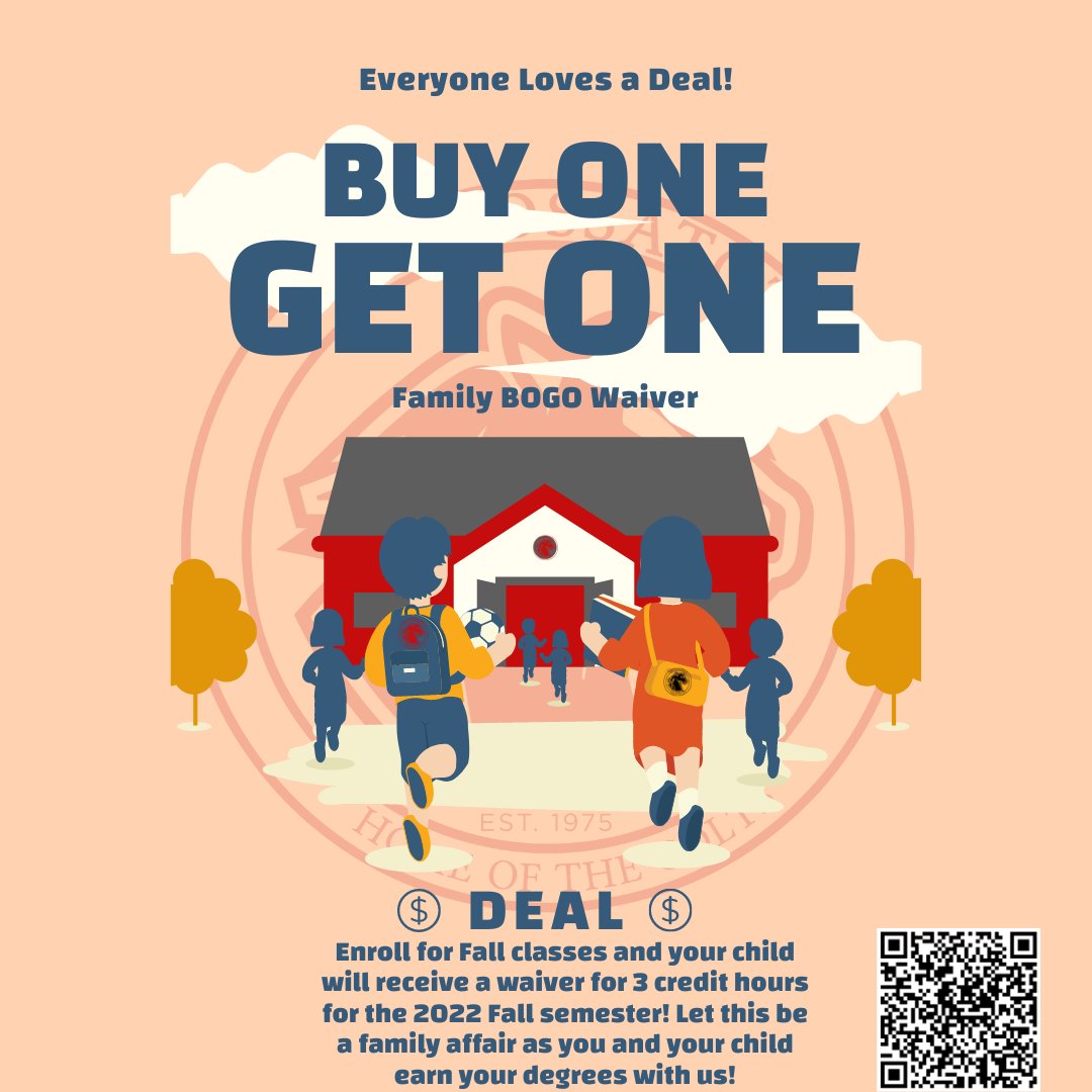 UACossatot (@uacossatot) on Twitter photo <a href="/UACossatot/">UACossatot</a> is having a great deal that will benefit parents and their children. Our Family BOGO Waiver allows parents to enroll during the 2022 Fall semester for a minimum of 3 credit hours, and in return, their child will get a waiver for 3 credit hours for that same semester! <a href="/UACossatot/">UACossatot</a> is having a great deal that will benefit parents and their children. Our Family BOGO Waiver allows parents to enroll during the 2022 Fall semester for a minimum of 3 credit hours, and in return, their child will get a waiver for 3 credit hours for that same semester!