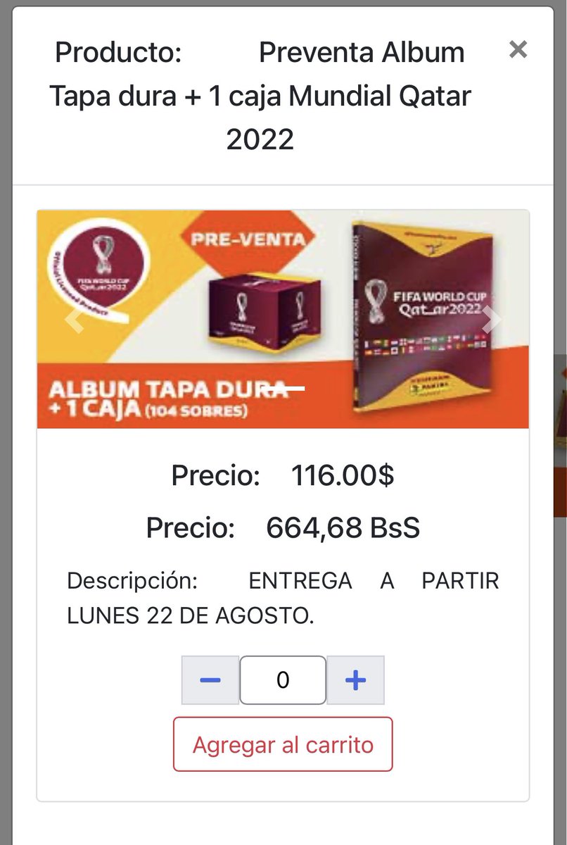 Naldoxx's tweet photo. 116$ cuesta la preventa del álbum Panini del Mundial Catar 2022, con álbum tapa dura y una caja de barajitas.

La preventa ya está abierta, pero el álbum sale a la calle el 22 de agosto. https://t.co/RABk6JB2gD