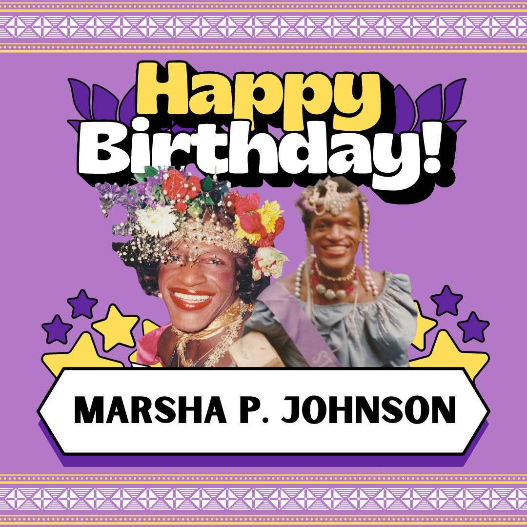 BlackTranswomen's tweet photo. Today, BTWI celebrates the birthday of the late Marsha P. Johnson, an outspoken advocate and activist for LGBT rights and those with AIDS. Today Marsha would have been 77 years old, and we honor her by continuing the fight for gay and trans liberation. #RestInPower https://t.co/1q9Q0WX8l0