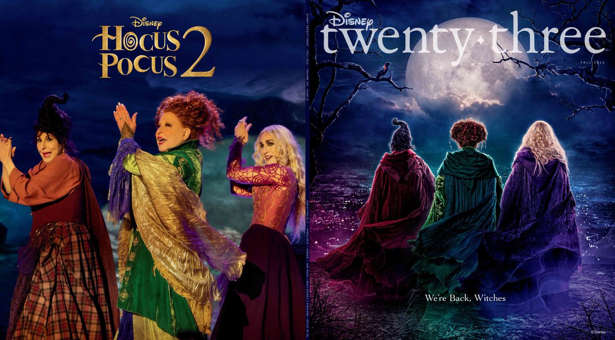 HocusPocusMovie's tweet photo. JUST ANNOUNCED: #HocusPocus2 runs amok on the cover of the fall 2022 “Disney twenty-three.” 

Find out more: https://t.co/AX9IgSOC7u @DisneyD23 https://t.co/FfELBis0HG