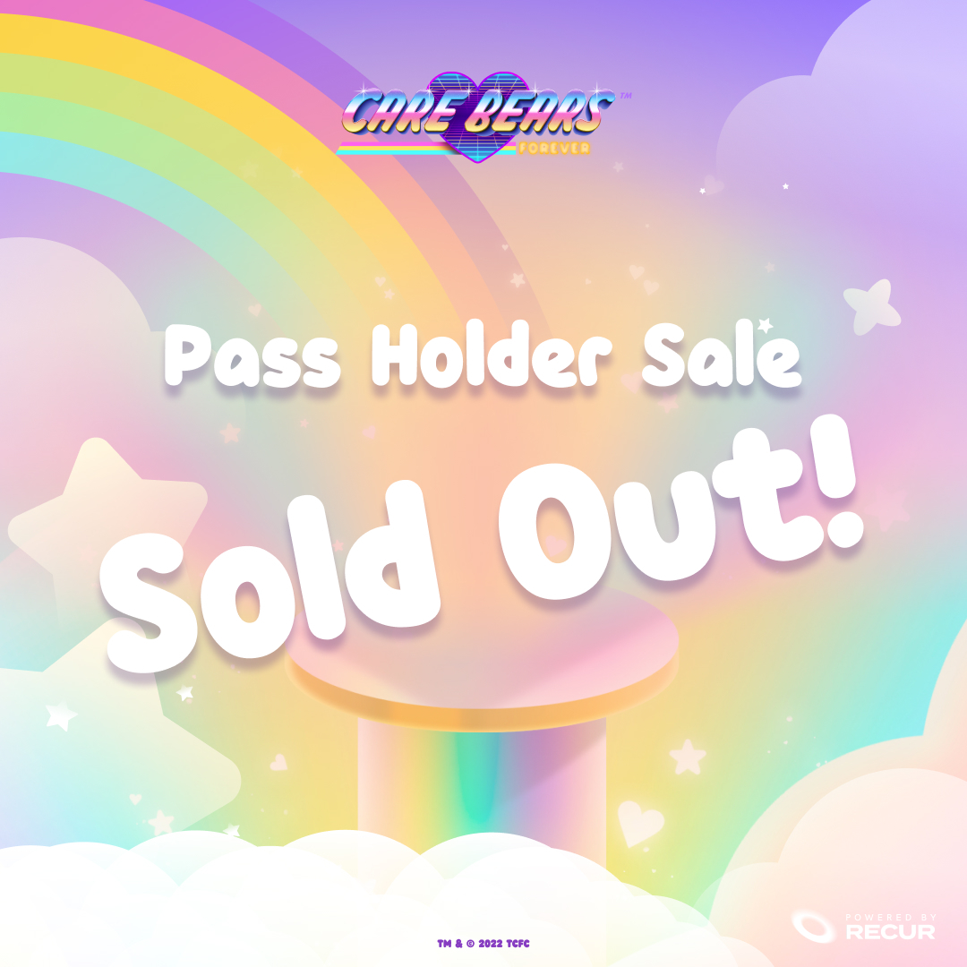 WOW! <a href="/RecurForever/">RECUR</a> Pass Holders were beyond ready to band together with #CareBearsNFT 😍

The Pass Holder Sale has officially SOLD OUT in under 5 minutes 🤗⏰

If you weren't able to grab a snuggly friend yet, there's another chance coming up at 2PM ET with the Public Sale! 🐻🌈