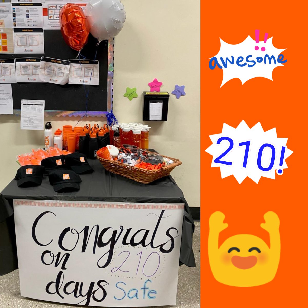 Congrats on 210 days safe East Northport! Showing Home Depot pride with some swag giveaways! Club 365 here we come!