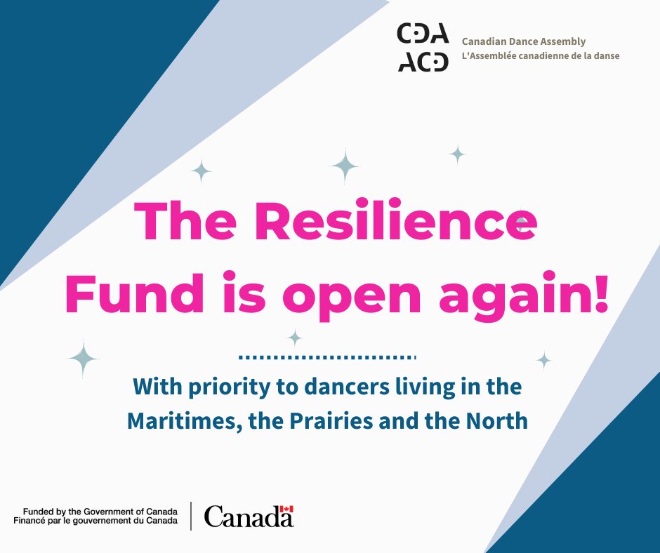 Dancers, the Resilience Fund has been relaunched! ✨
If you didn’t have a chance to apply yet to the resilience fund, the portal is open again!
<a href="/cdaacd/">The Canadian Dance Assembly</a>  #dancers #dance #resilience