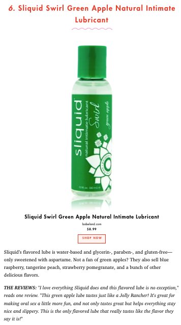 sliquid's tweet image. Our #sliquidswirl Green Apple made the @Cosmopolitan list of "13 Flavored Lube Options for Tastier Oral Sex".  Check it out ---&amp;gt; bit.ly/3btfxqS
.
#flavoredlube #lube #greenapple #waterbased #wellness #cosmopolitan #sliquid #phbalanced #natural