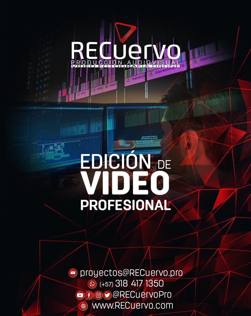 RECuervoPro's tweet photo. En @RECuervoPro editamos tus vídeos de manera profesional.

Convertimos tus ideas en video. 

Con el manejo de las herramientas #premierepro y #aftereffects hacemos que tus proyectos audiovisuales se vean atractivos, creativos y convincentes.

#ediciondevideo 
#TBT https://t.co/IRneGNBQ03