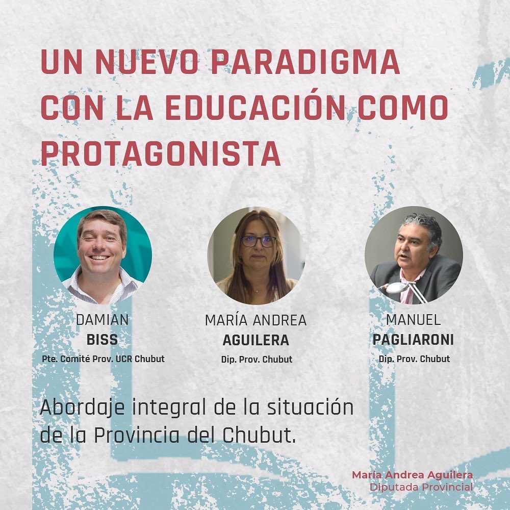 PRIMERO LA EDUCACIÓN 🤝📚❤️ Mañana estaremos junto a @Momarquina y @brendalisaustin en esta iniciativa del Radicalismo chubutense para transformar la educación y construir el futuro 💪🏼Tmb participarán @AguileraMAndrea @Jota_Canelada @nadiariccisc @damianbiss e @ivantrelew 💯👍🏼