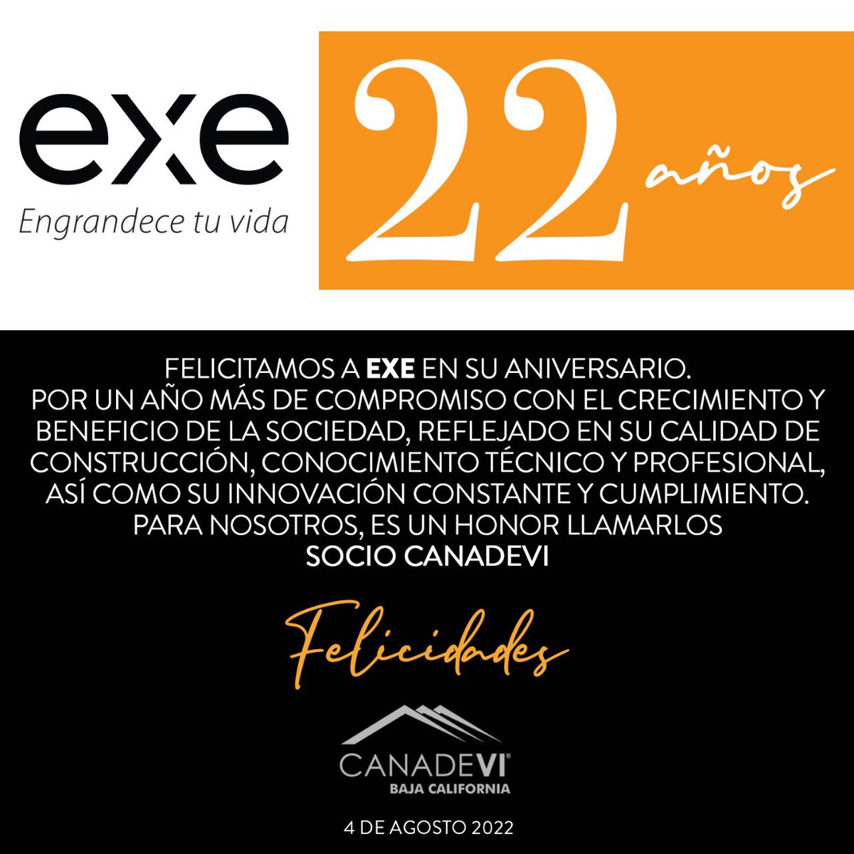 CanadeviBCN's tweet photo. 🥳🎂 Muchas felicidades a Casas Exe por celebrar 22 años de ofrecer calidad en construcción y asesoría inmobiliaria.👌🏼
#EmpresaConfiable #SoyCanadevi https://t.co/hrLj2dOEYT