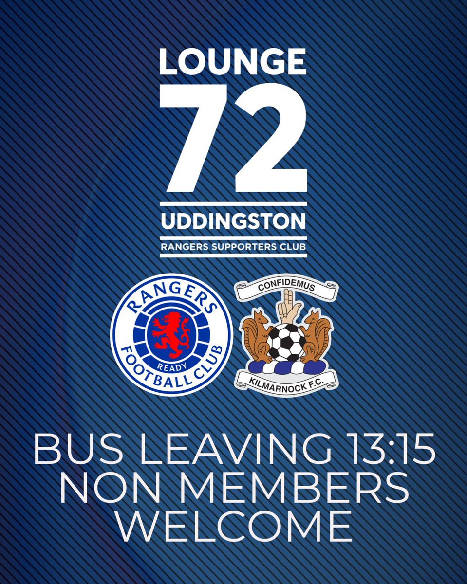 Supporters bus will be leaving from <a href="/lounge_72/">Lounge 72 Uddingston</a> at 13:15 on Saturday. 

Memberships will also be available for purchase on the bus! 

Non members are welcome 🇬🇧

For more information please contact the page via direct message 🔴⚪️🔵 

Rw