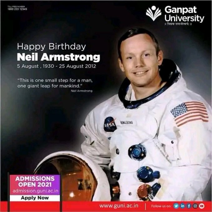 Let\s also celebrate the birthday of this dearest man! Happy Birthday Neil Armstrong it\s always a pleasure sir 