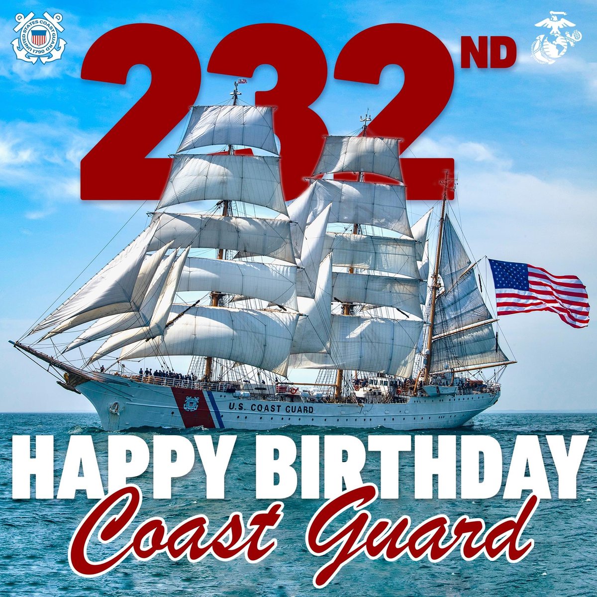 Rabid_AU's tweet photo. Happy Birthday, U.S. Coast Guard! 🎈 

#OTD we celebrate 232 years of service at sea, providing a key component of our nation's maritime security and defense.

#JointForce #USCG #USMC #CGBirthday #CGJoinUs https://t.co/XuH1XxsDaN