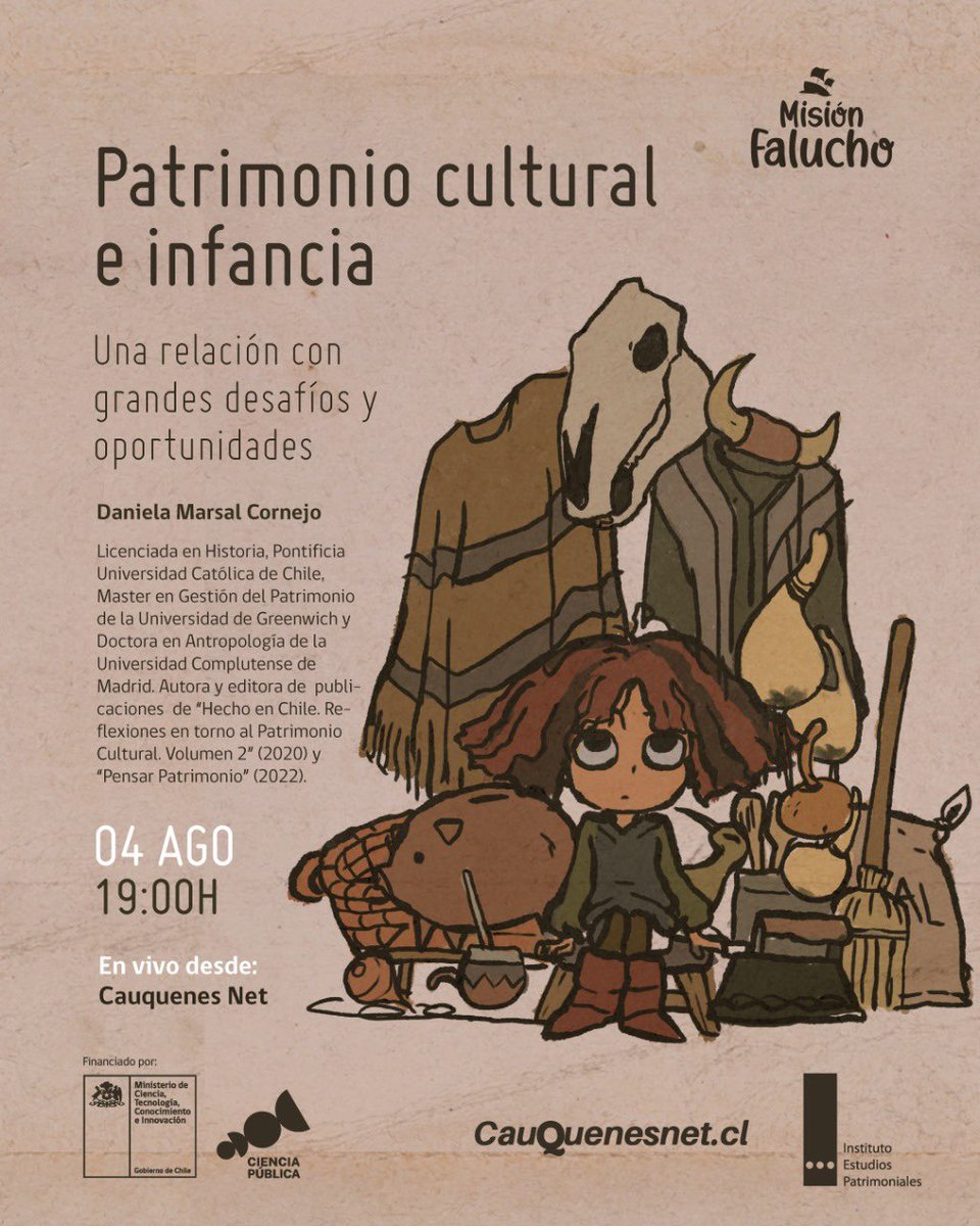ExploraMaule's tweet photo. 🛶Hoy en nuestro segundo webinar junto a @cauquenesnet sobre patrimonio e infancias conversaremos con la historiadora Daniela Marsal, quien publicó el libro📗 “Pensar el Patrimonio” enfocado en niñez y jóvenes 🧒🏻👧🏻

📱!Nos vemos a las 19:00hrs¡ Link acá: https://t.co/yJpFtmqbUq https://t.co/aZO4gc7k6V
