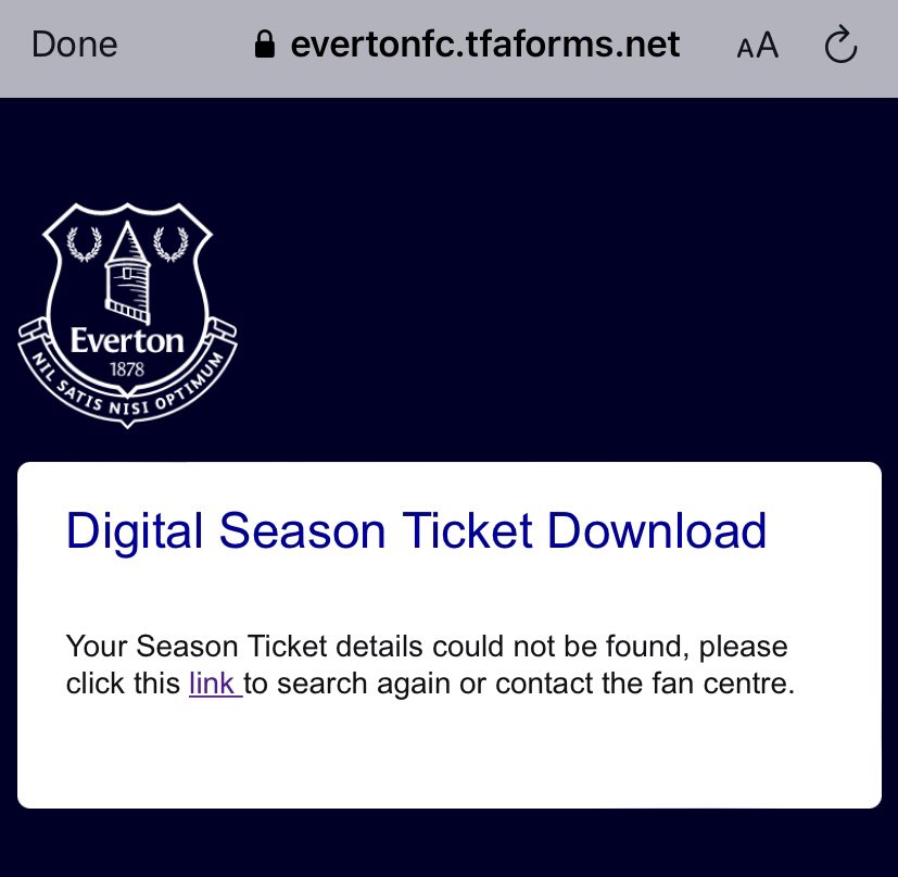 AndyBowenHG's tweet photo. Hi @efc_fanservices - when I try to download season tickets I just keep getting the below. Can you help? https://t.co/VkM2t2E2TS