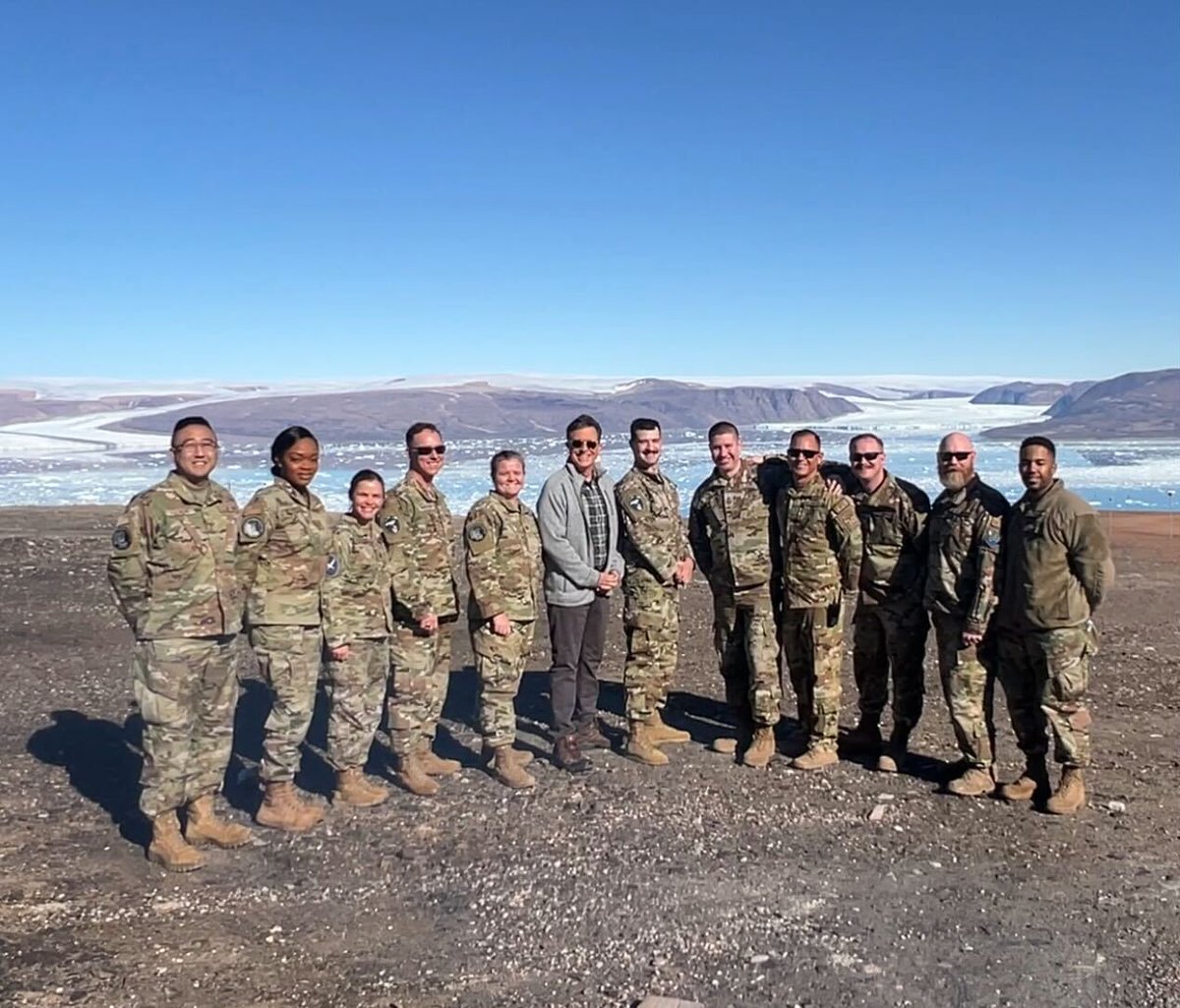 StephenAtHome's tweet image. Thrilled to be at Thule Air Base in northern Greenland, spending the whole day with Guardians and Airmen! Or maybe it’s the night? 24 hours of sun is freaking me out. #SemperSupra