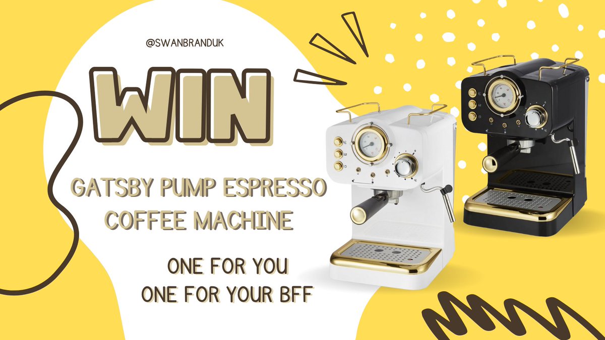 WorldTrendEpic's tweet photo. ✨💛GIVEAWAY✨💛

We’re giving away one Gatsby Pump Espresso Coffee Machine for you and one for your BFF!☕🥳

For a chance to #win, follow these steps:

📲 Both must be following us 
👍🏽 Like and retweet this tweet
💛 GET YOUR GIVEAWAY 👇🎁 https://t.co/3aaJFEpeT3 https://t.co/ewUd75faIZ