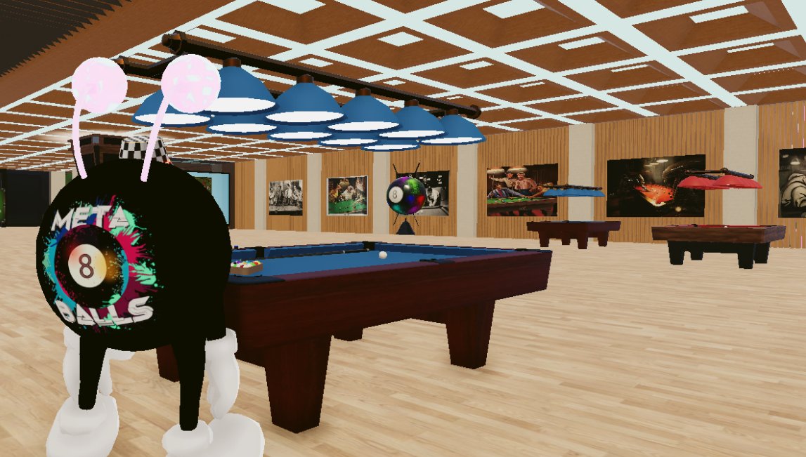 DclRoots's tweet photo. I love #billiards in the #metaverse. @8Metaballs has created a challenging and fun game using the #Decentraland platform. #PVP #PVC #P2E #Pool #8Ball https://t.co/M9iEb4UsA8