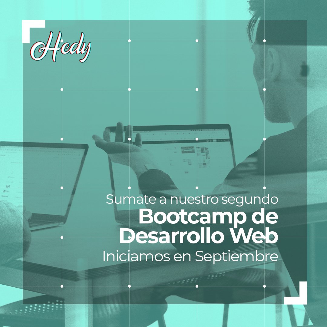 HedySoftware's tweet image. 🎉BOOTCAMP ONLINE SEPTIEMBRE🎉
Gracias a la gran convocatoria que tuvimos en Mayo, abrimos la convocatoria para un nuevo bootcamp en Septiembre.
🟣Si tenes mas de 18 años y te interesa aprender programar web o queres actualizar tus conocimientos, esto es para vos.
+