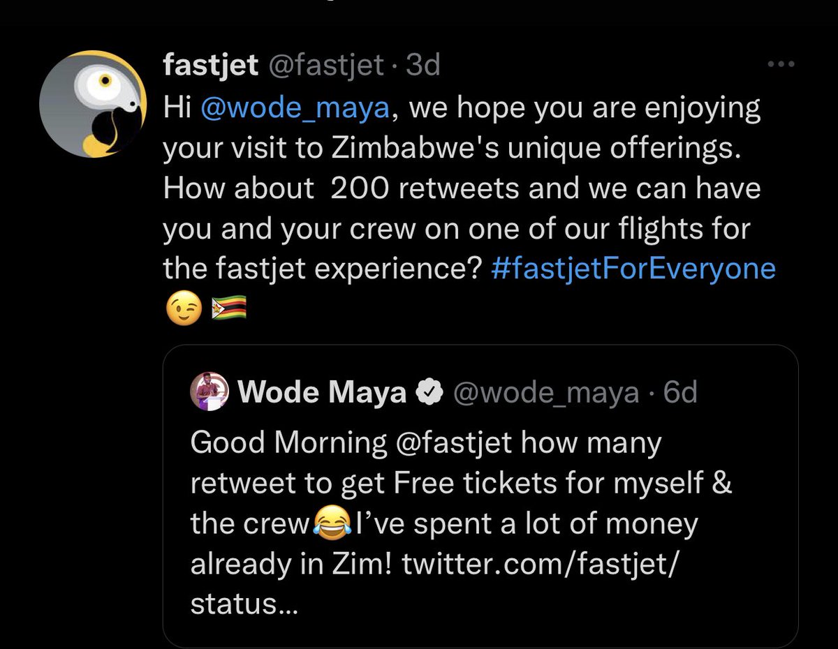 wode_maya's tweet photo. The Tweet &amp; The Response!
Thank You @fastjet https://t.co/Qvo1wiabIf